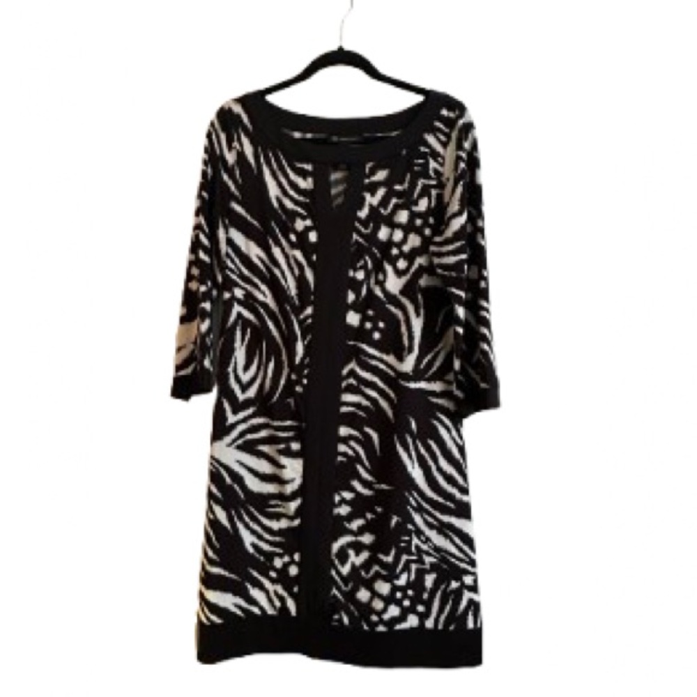 INC International Concepts Black and White Midi Dress  - Size L